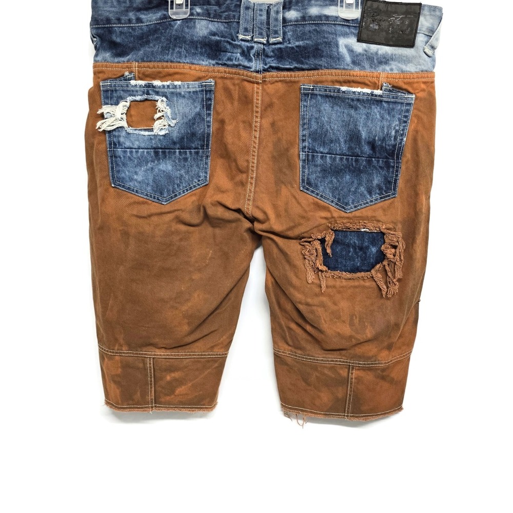 Rage of a Rebellion ROAR Jeans Ripped Distressed Denim Shorts Mens 42 Blue Brown